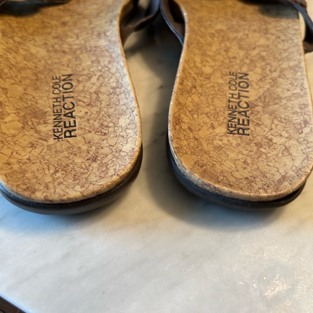 Kenneth Cole Reaction Brown and Blue Sandals with Turquoise Accents - Picture 3 of 3